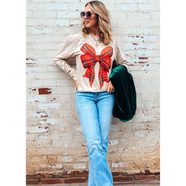 Plaid Bow Long Sleeve Tee ***PREORDER***