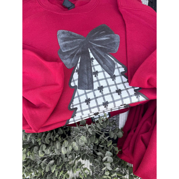 Black & White Bow Christmas Tree Sweatshirt ***PREORDER***