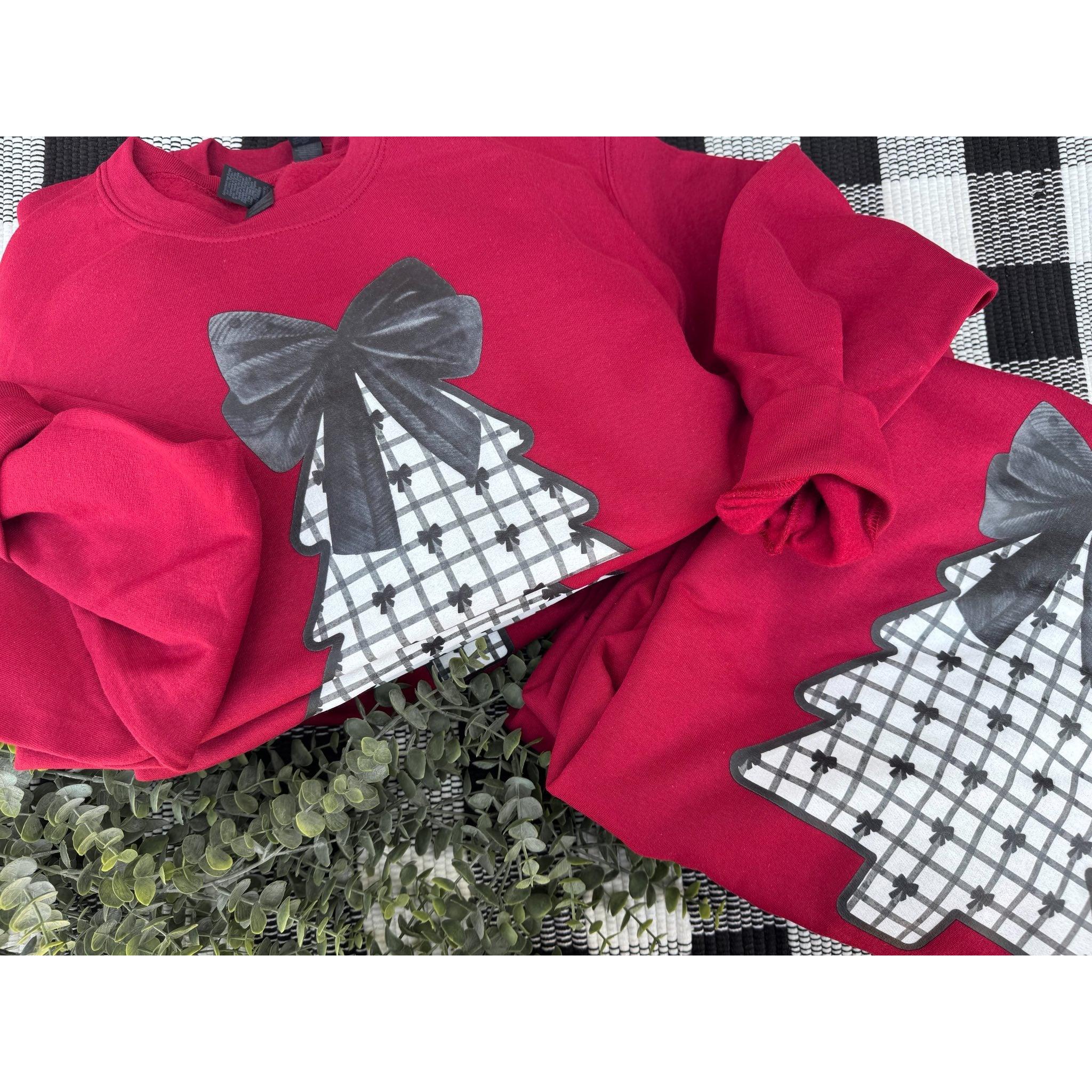 Black & White Bow Christmas Tree Sweatshirt ***PREORDER***