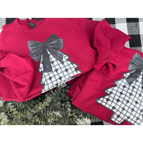 Black & White Bow Christmas Tree Sweatshirt ***PREORDER***