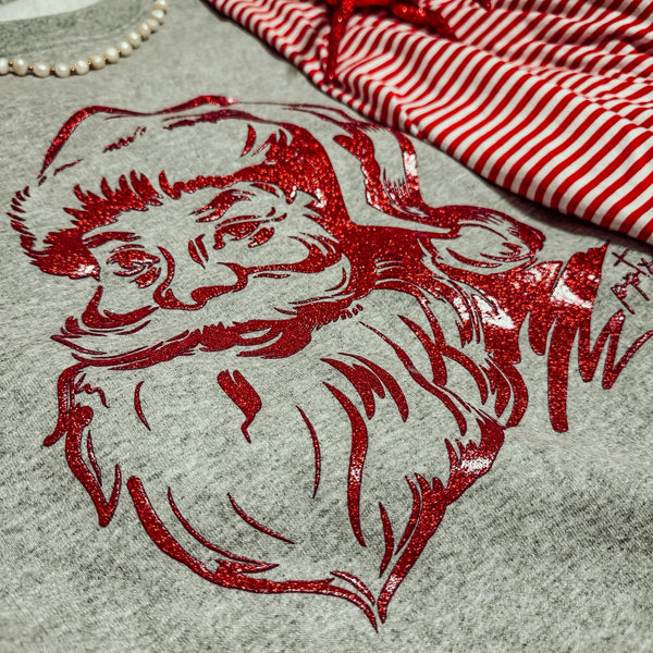 Santa in Red Glitter Sweatshirt