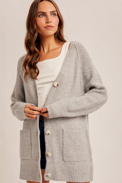 Grey Button Down Cardigan