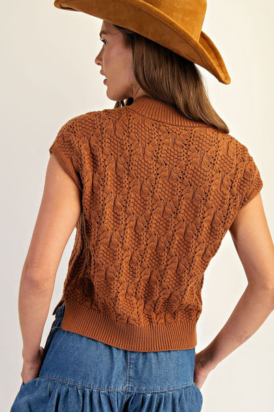 Cinnamon Mock Neck Knit Sweater