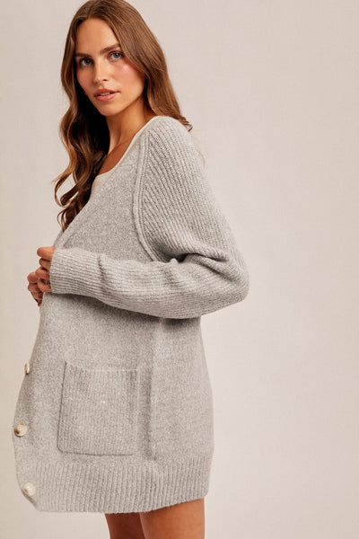 Grey Button Down Cardigan