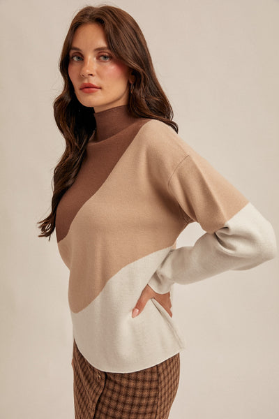Mocha and Taupe Colorblock Sweater