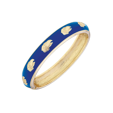 Kansas Jayhawks Sculpted Enamel Logo Hinge Bangle in Blue