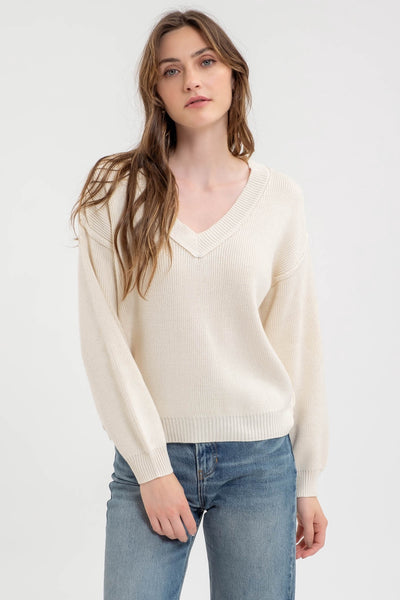 Cream Ribbed Sweater