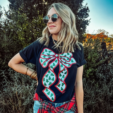 Glitter Bow with Trees Tee ***PREORDER***