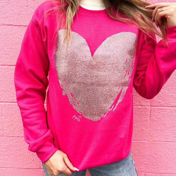 Pink Glitter Heart Sweatshirt ***PREORDER***