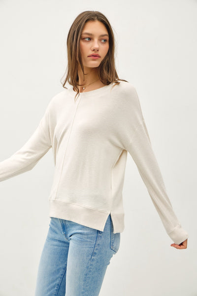 Oatmeal Pullover Knit Top
