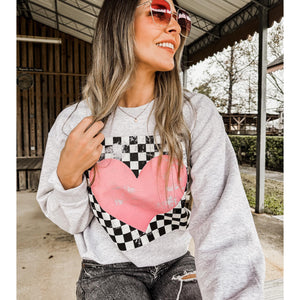 Checkered Heart Sweatshirt