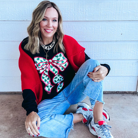 Glitter Bow with Tiny Trees Longsleeve ***PREORDER***