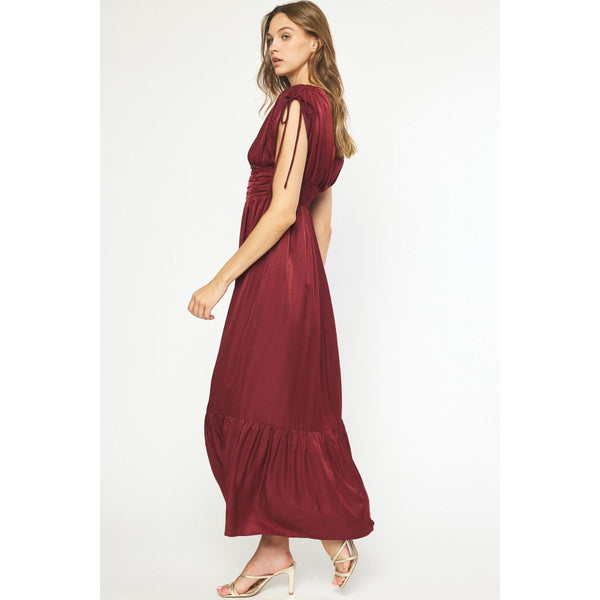 Garnet Silk Sleeveless Dress