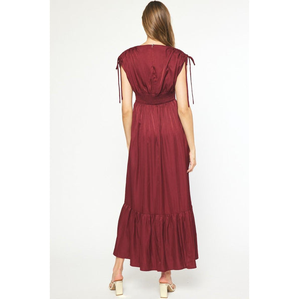 Garnet Silk Sleeveless Dress