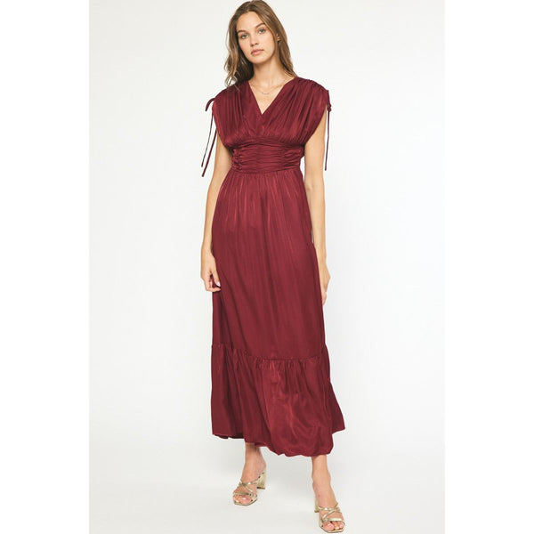 Garnet Silk Sleeveless Dress