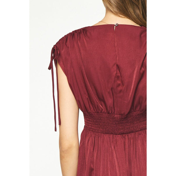 Garnet Silk Sleeveless Dress