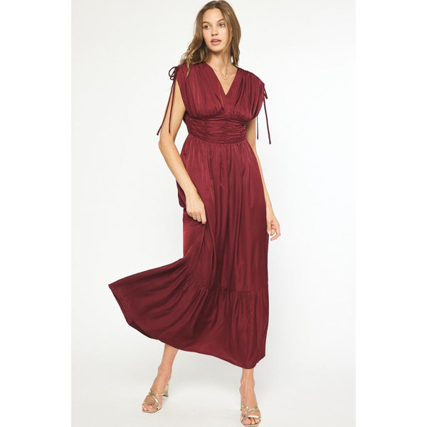 Garnet Silk Sleeveless Dress