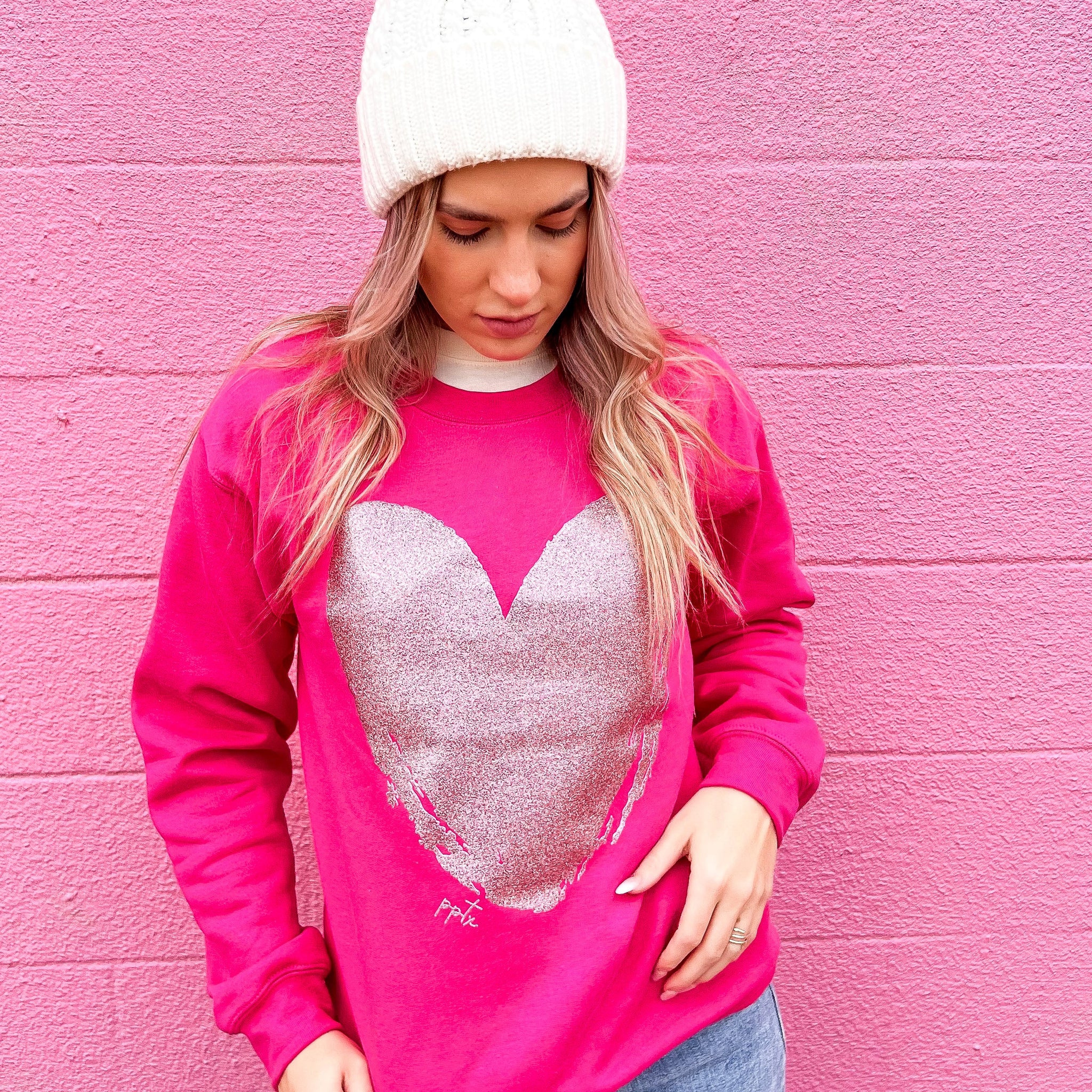 Pink Glitter Heart Sweatshirt ***PREORDER***