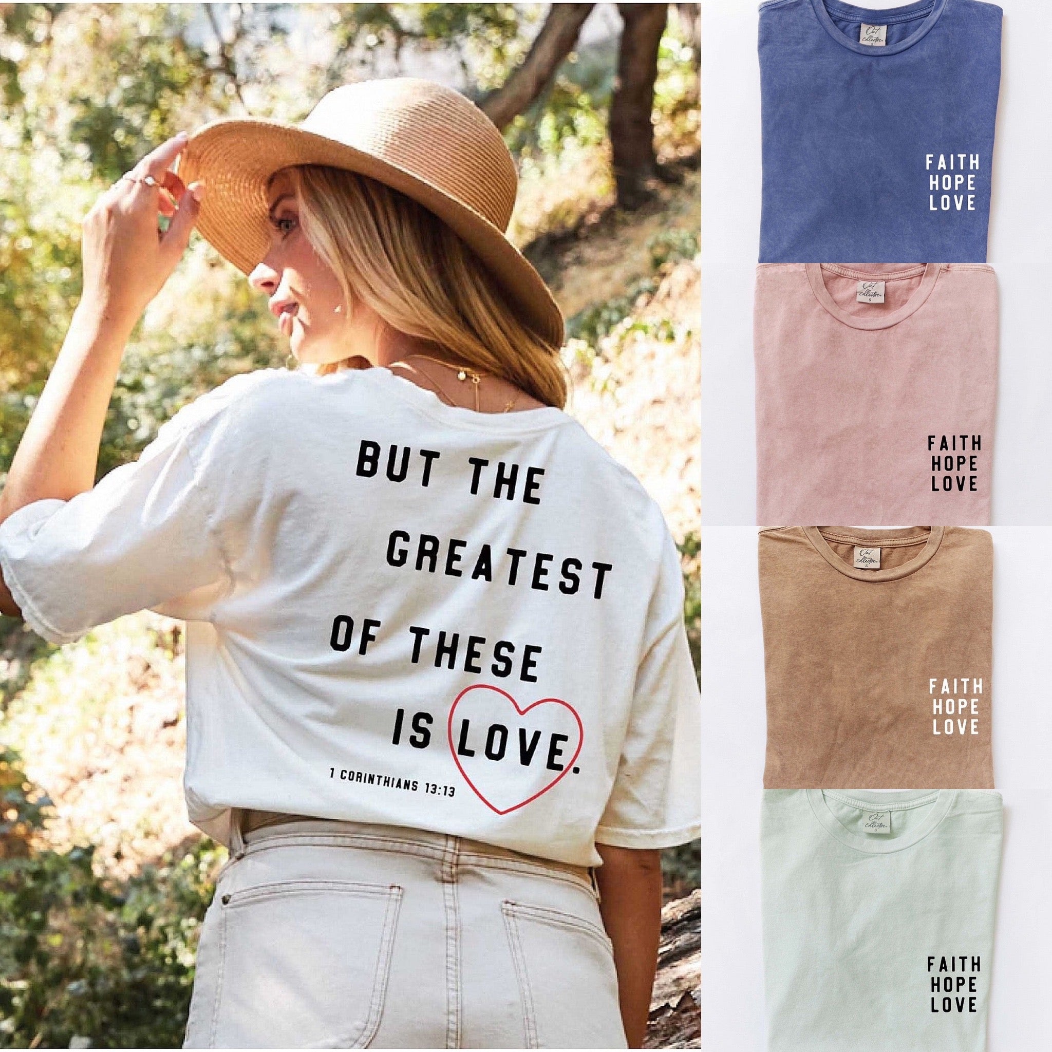 Faith Hope Love Mineral Wash Tee - MULTIPLE Colors ***PREORDER***