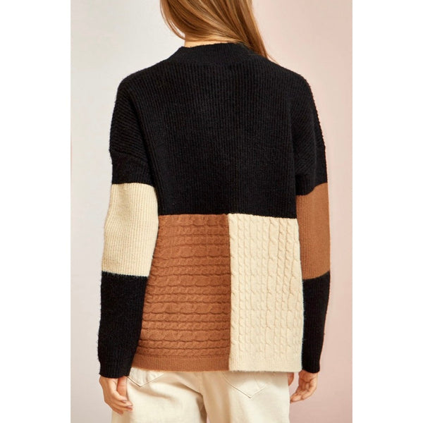 Black and Mocha Color Block Sweater