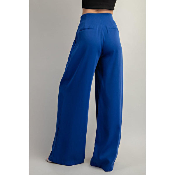 Royal Blue Pleated High-Waisted Slacks