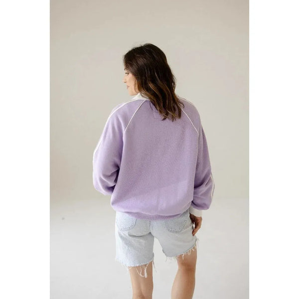 Kansas State Sunday Slate Striped Collar Fleece Crew
