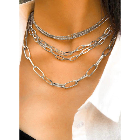 Silver Necklace Stack