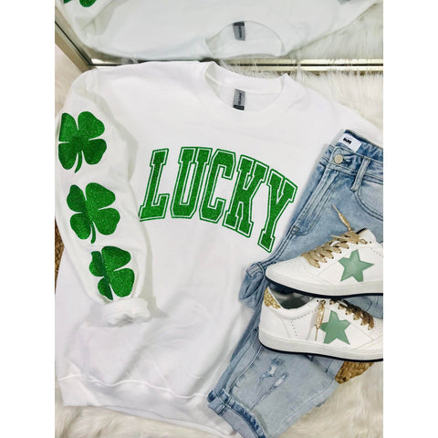 Lucky Glitter Sweatshirt with Sleeve Detail ***PREORDER***