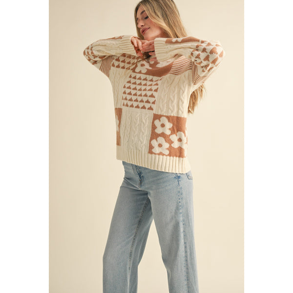 Camel Patchwork Sweater