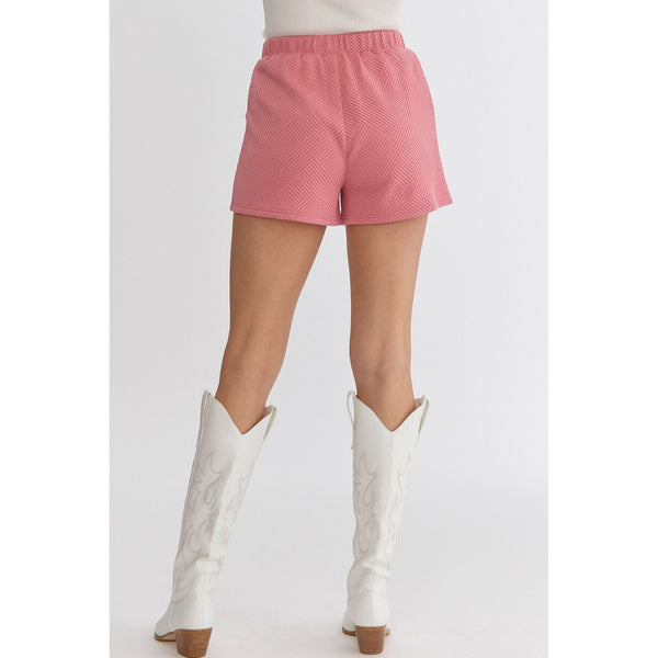 Coral Textured Shorts