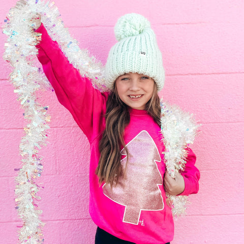 YOUTH Pink Glitter Tree Sweatshirt ***PREORDER***