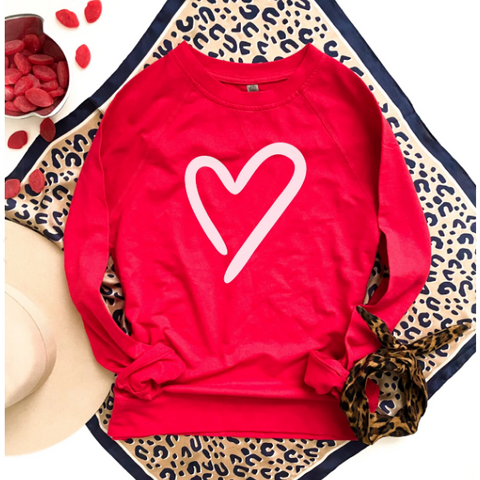 Heart French Terry Sweatshirt in Red ***PREORDER***