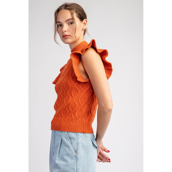 Pumpkin Ruffle Sleeve Sweater