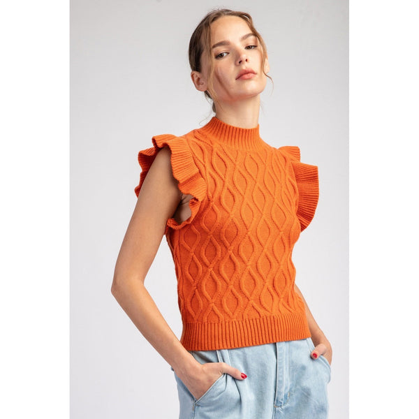 Pumpkin Ruffle Sleeve Sweater