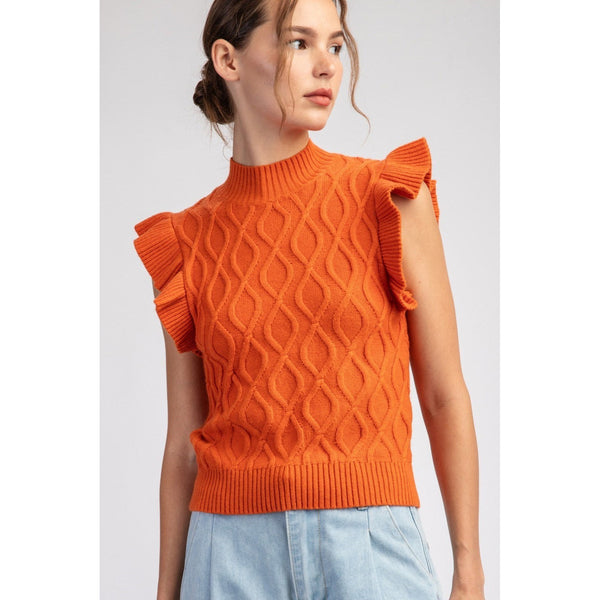 Pumpkin Ruffle Sleeve Sweater