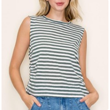 Dark Green Striped Tank