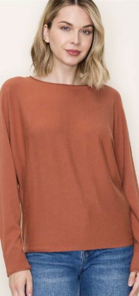 Copper Wide Crew Neck Sweater
