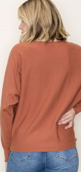 Copper Wide Crew Neck Sweater