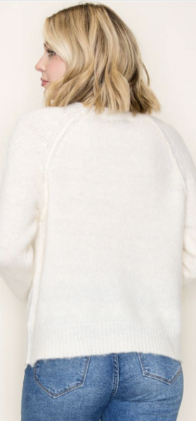 Ivory Bow Embroidered Sweater