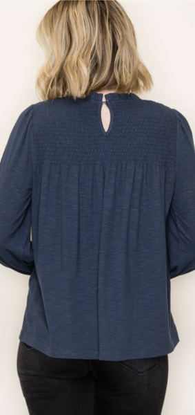 Dark Teal Ruffle Neck Top