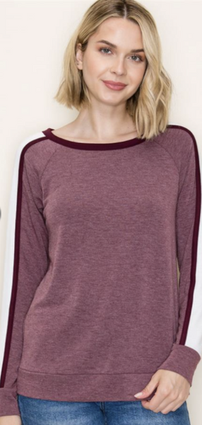 Burgandy Color Trimmed Pullover
