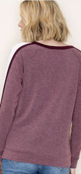 Burgandy Color Trimmed Pullover