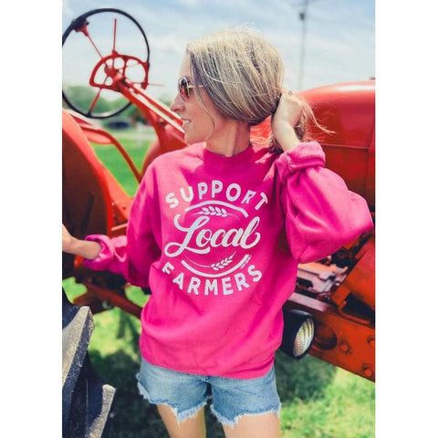 Support Local Farmers Pink Sweatshirt