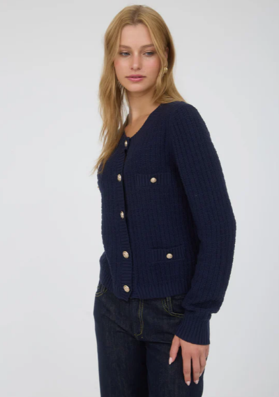 Navy Gold Button Cardigan