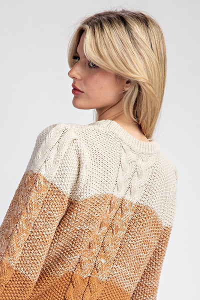 Ombre Cable Knit Long Sleeve Sweater