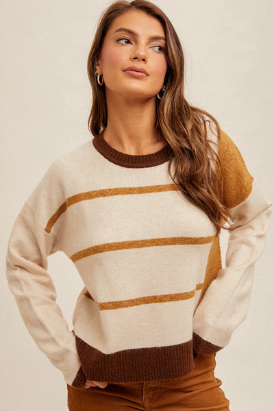 Golden Yarn Color Block Sweater