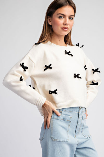 Black Velvet Bow Sweater