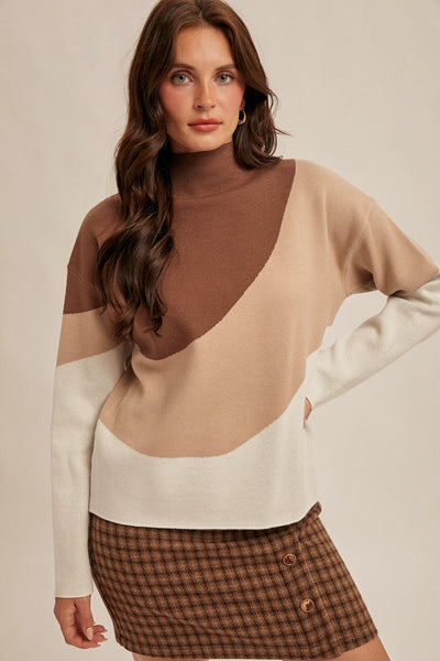 Mocha and Taupe Colorblock Sweater