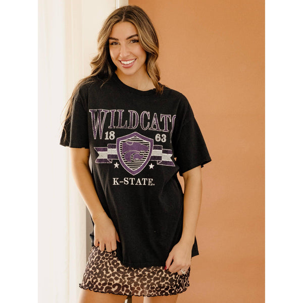 Kansas State Wildcats Pep Rally Black Thrifted Tee