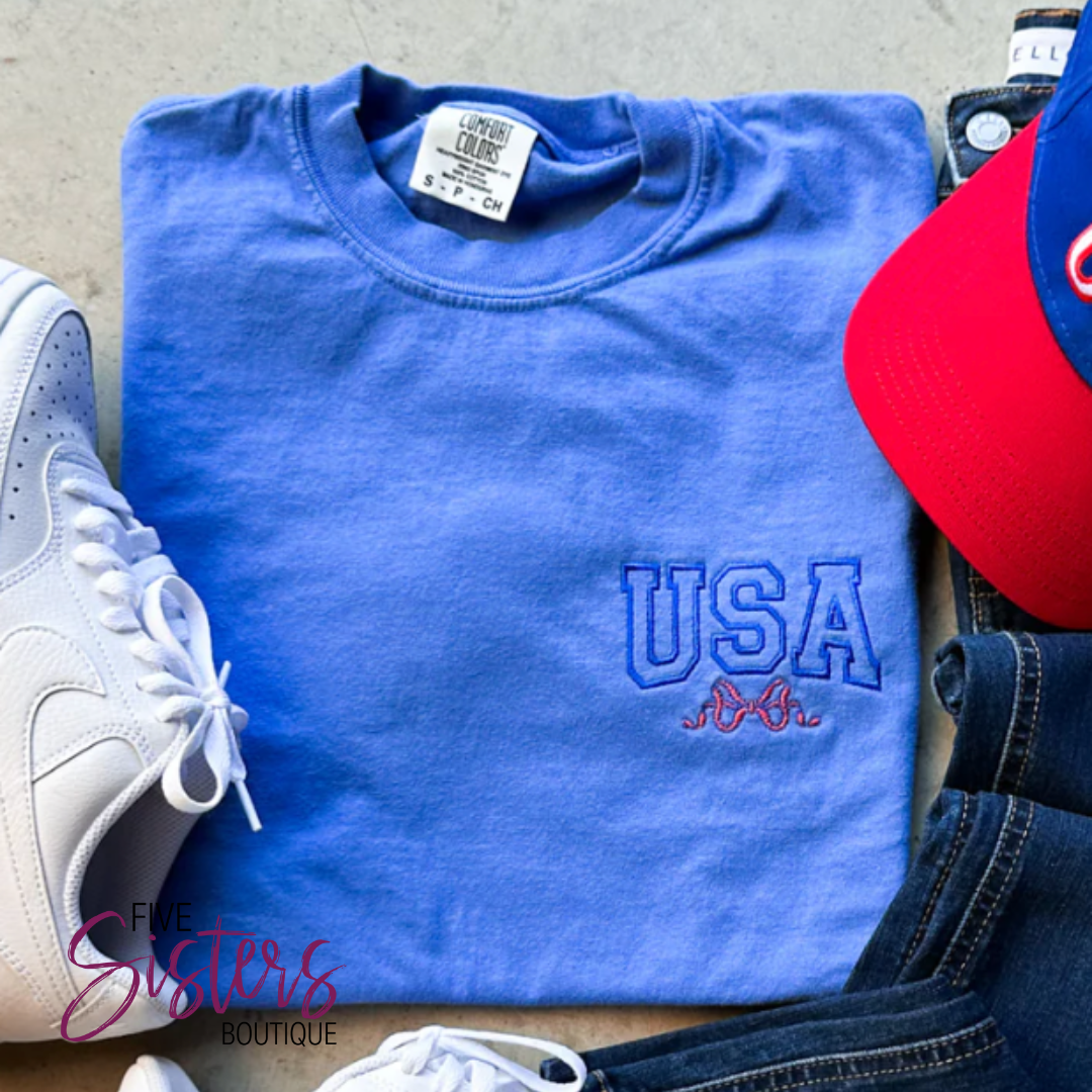 USA Bow Embroidery Tee ***PREORDER***